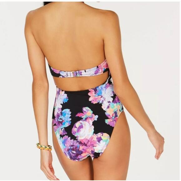 Bar III Tech Floral Underwire High Leg One-Piece Swimsuit Large NWOT - Picture 5 of 6